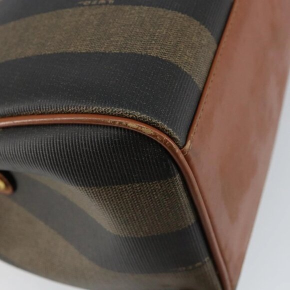 FENDI Pecan Canvas Hand Bag PVC Brown Gold Auth ep11310 - Picture 5 of 16
